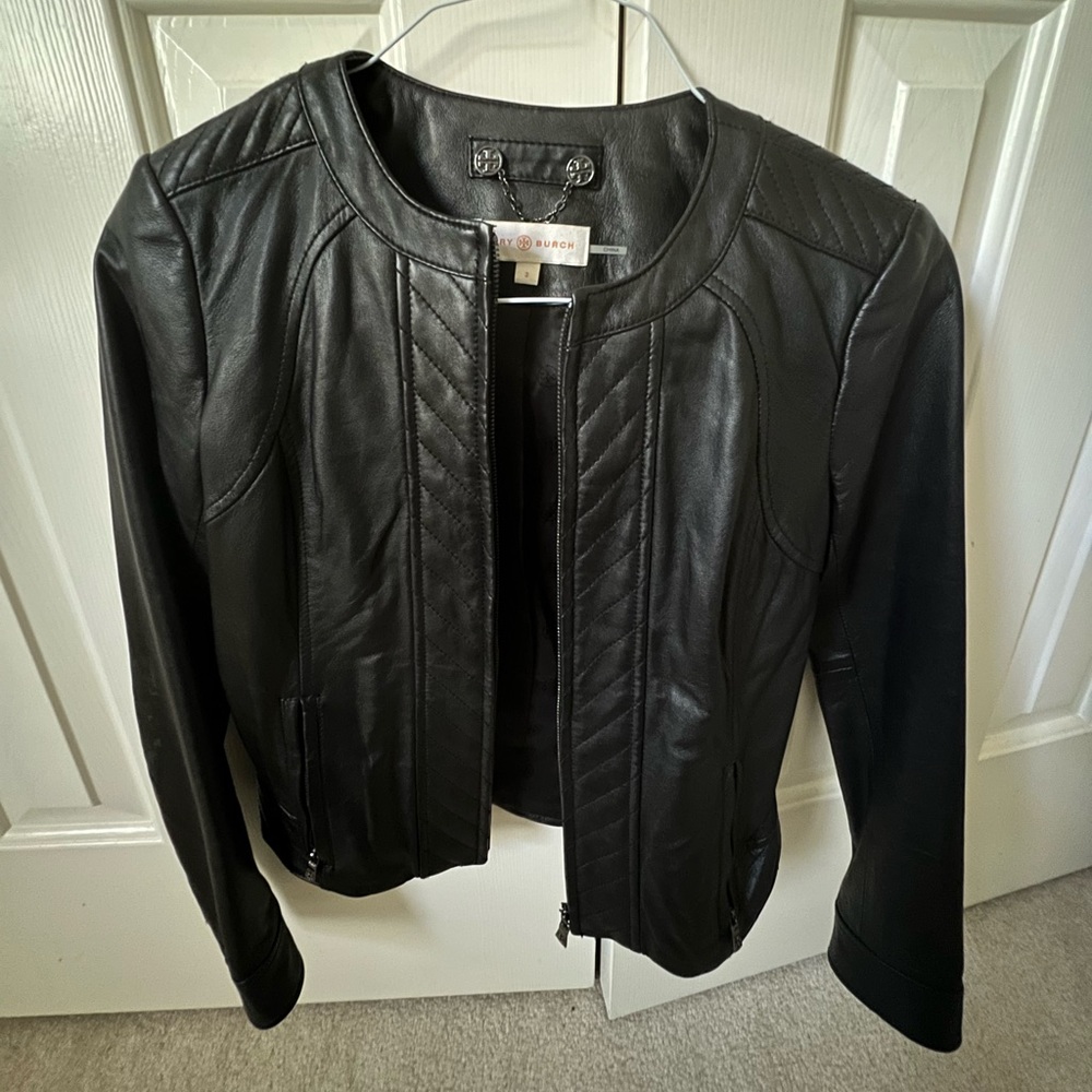 Tory Burch Leather Jacket, Size 2, 100% genuine leather